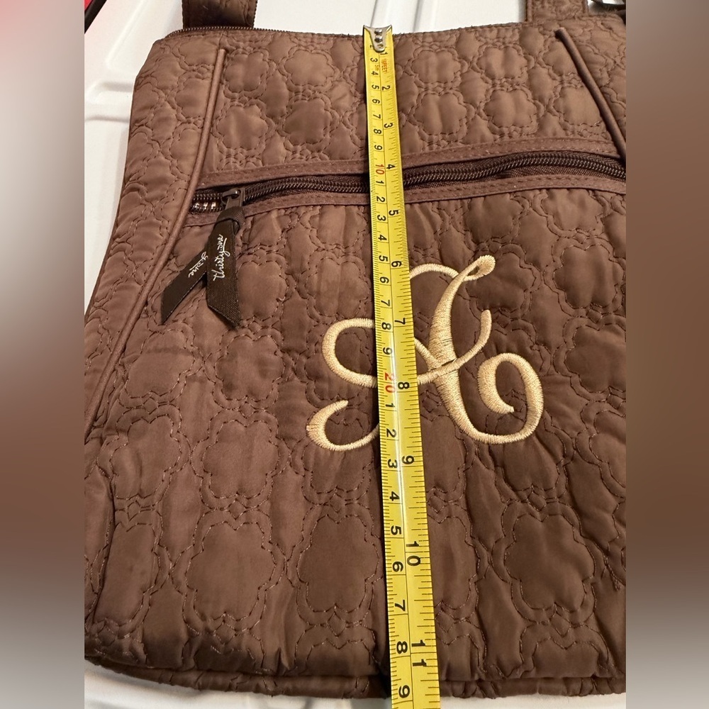 Thirty-one Brown Poppy Floral Crossbody Quilted Messenger Bag Monogram A - Picture 8 of 8